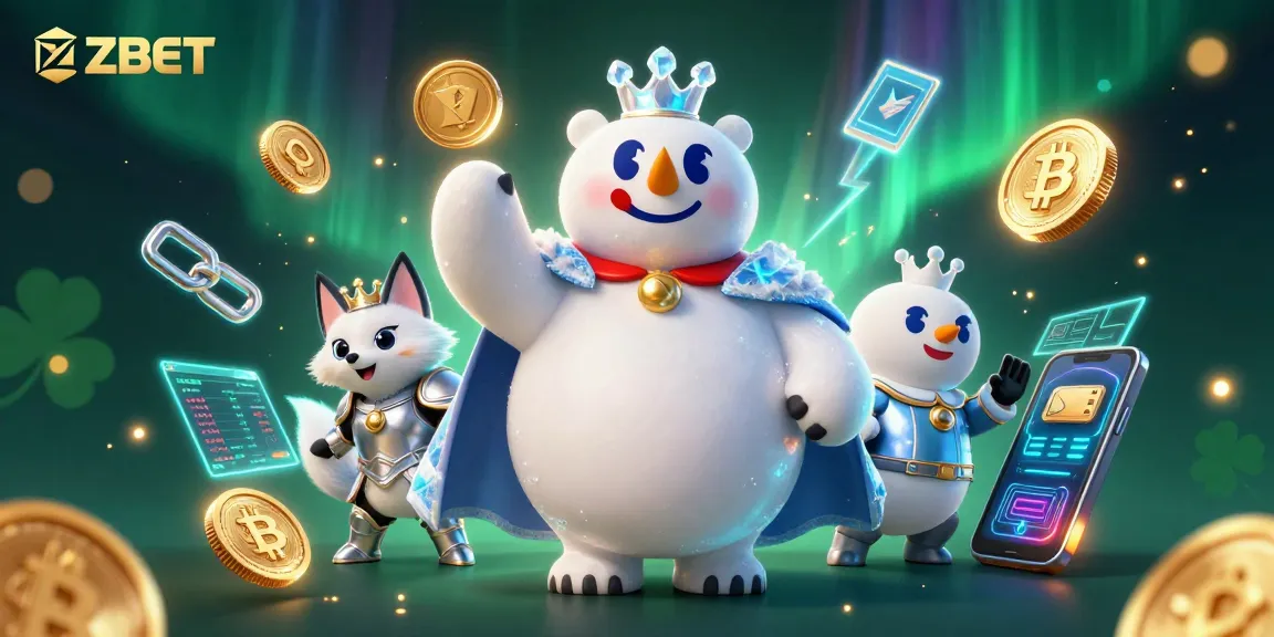ZBET offers exciting bonuses in a vibrant casino world with crypto elements and lively characters.