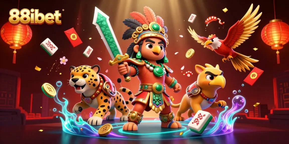 Experience thrilling 88ibet wins with our gaming warriors amidst vibrant casino elements.