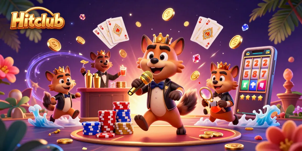 Experience gaming excitement at Hitclub with vibrant hyenas entertaining in a dynamic casino scene.