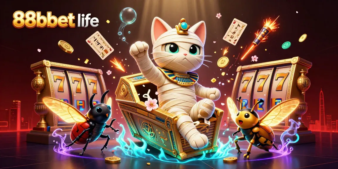 Experience thrilling gameplay with 88bbet life featuring a golden mummy cat and vibrant casino elements.
